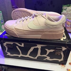 Nike Light Pink and Cream Platform Sneakers